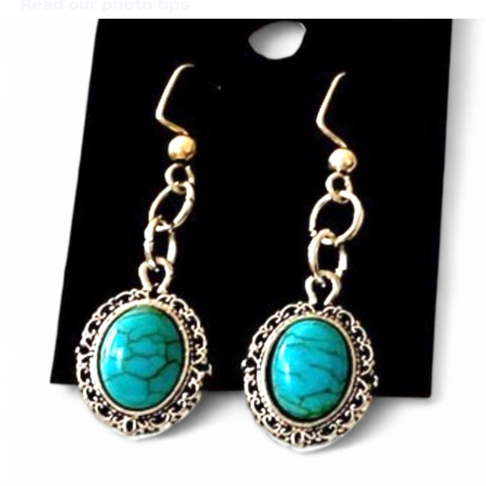 Silver and Turquoise Dangle Earrings